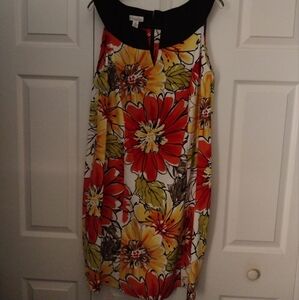 Floral Sleeveless Dress - Red, Yellow, Black